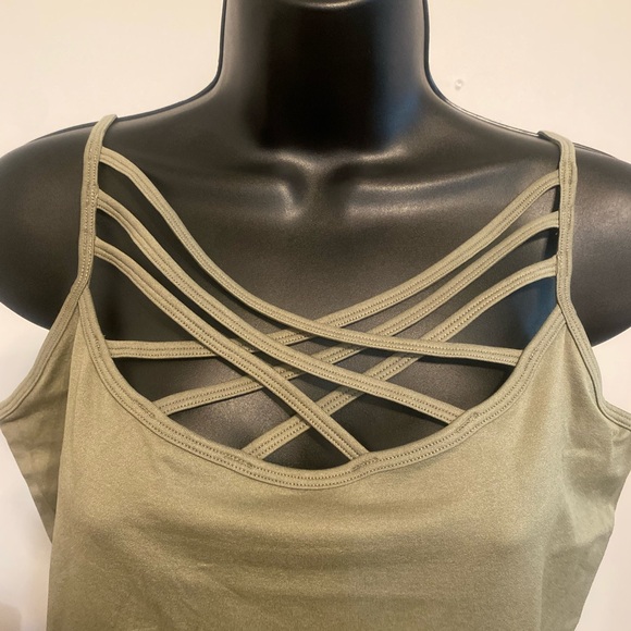 ➕ZENANA Criss-Cross Front Tank Top. Color: Sage - Picture 3 of 8